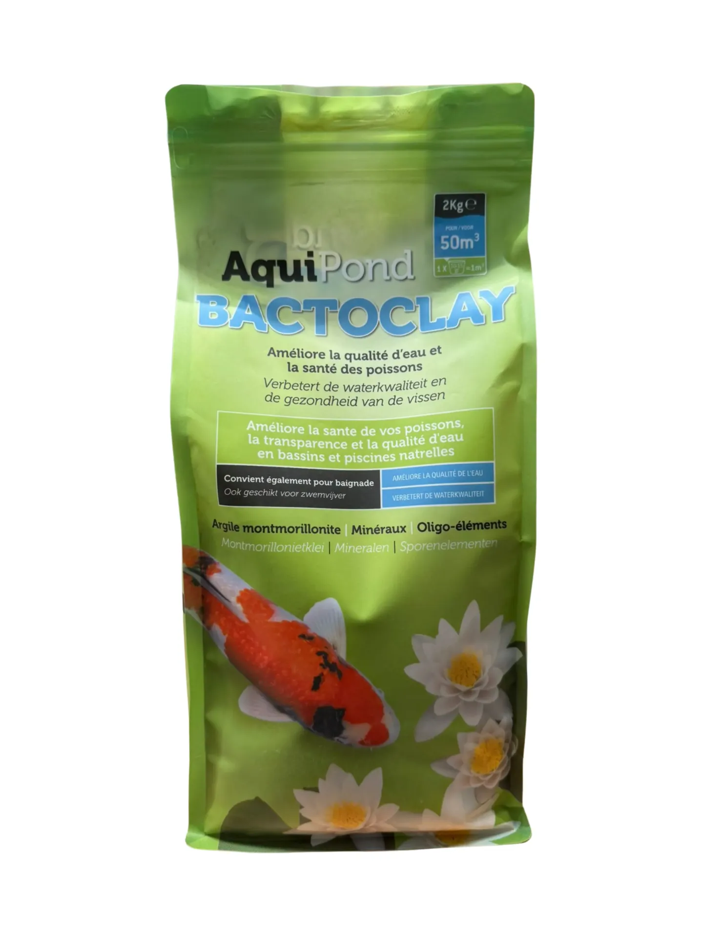 Aquipond BactoClay - Argile pour Bassins à Koïs 2kg – Améliore la qualité d’eau et la santé des carpes koïs
